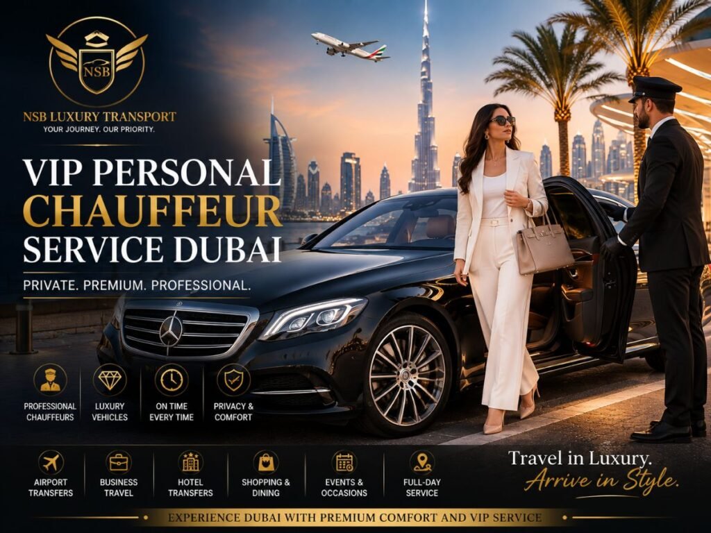 VIP chauffeur service Dubai with luxury Mercedes and professional chauffeur for private elite travel