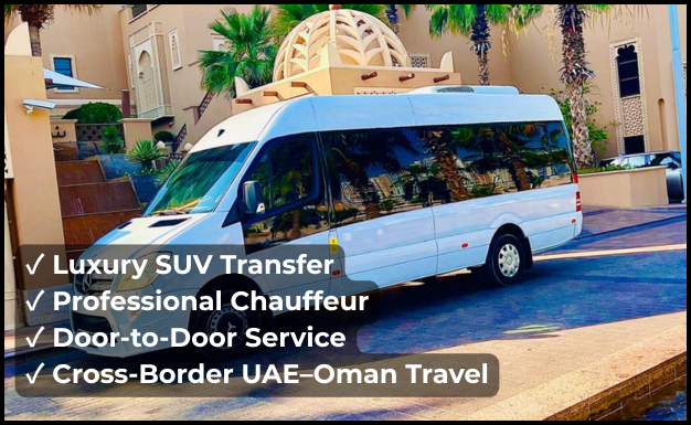 Mercedes Sprinter luxury van chauffeur service Dubai to Muscat group transport