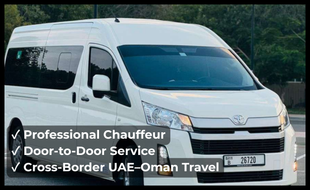 Toyota Hiace passenger van chauffeur service Dubai to Muscat group transport