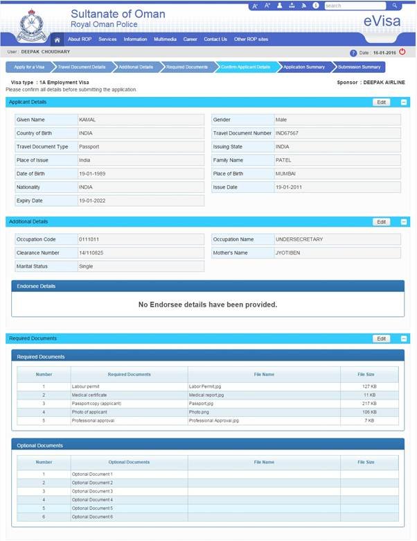 : Oman visa online application process