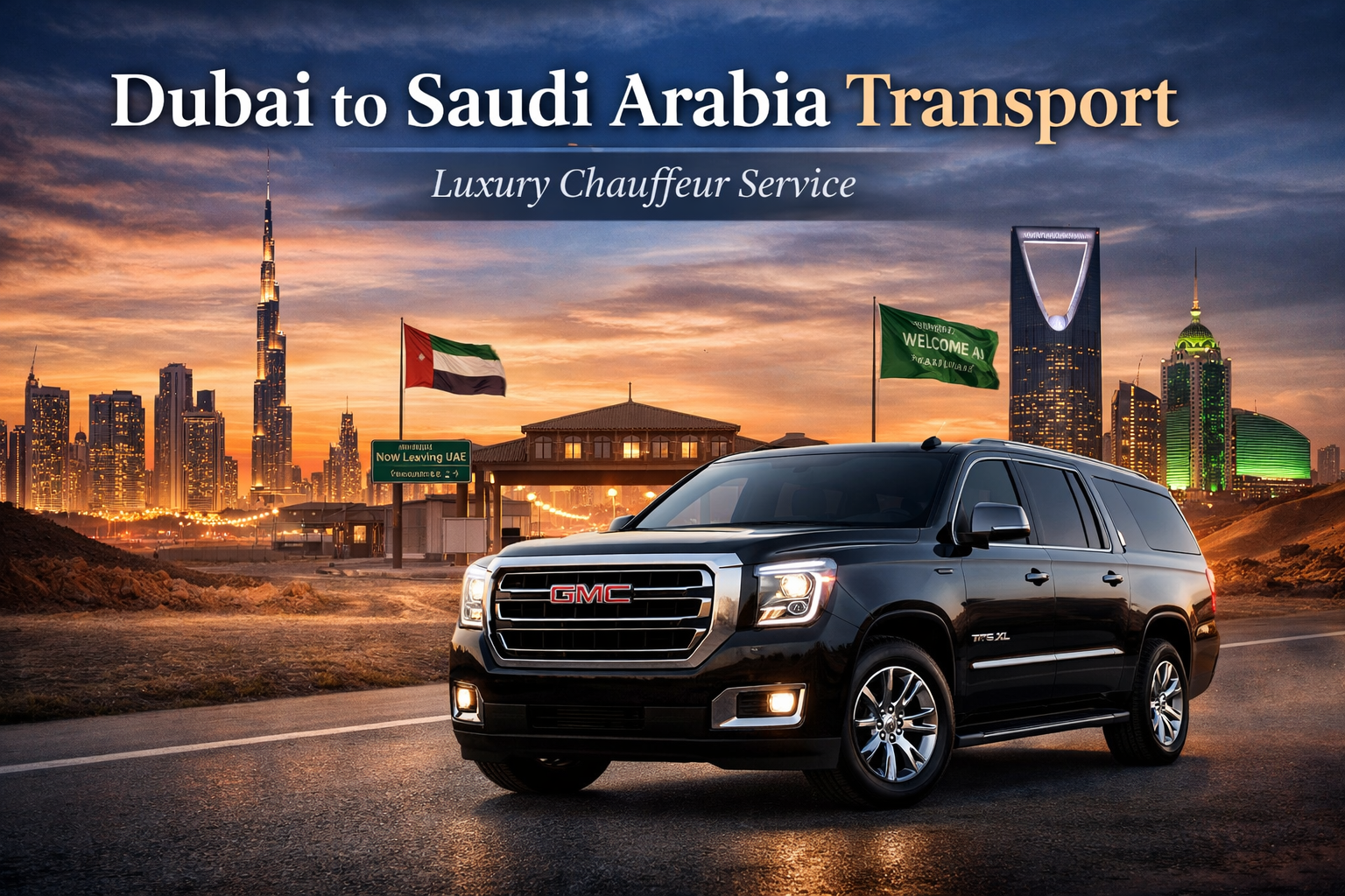 Dubai to Saudi Arabia luxury transport service by contacting NSB Luxury Transport.