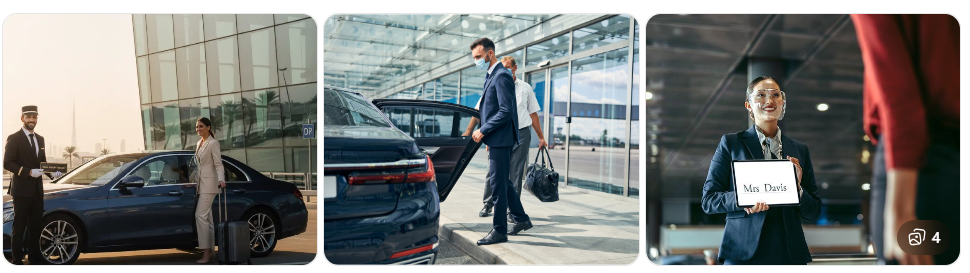 Dubai airport chauffeur pickup luxury car arrival terminal