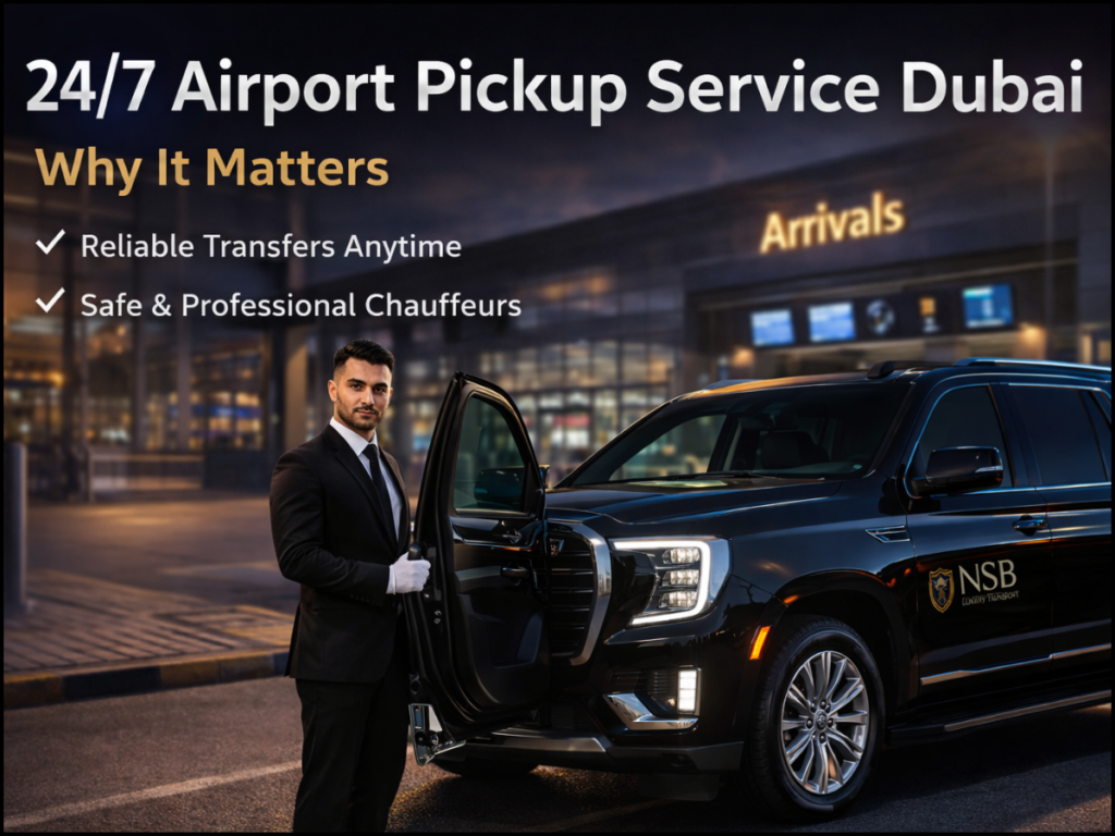 24/7 airport pickup Dubai chauffeur luxury SUV night airport transfer service