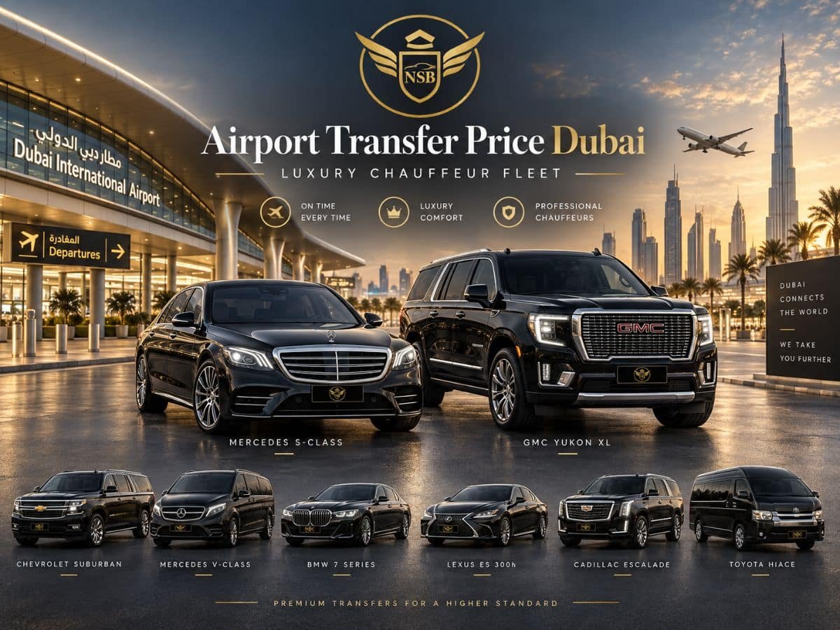 Eight NSB Luxury Transport vehicle options for premium Dubai airport transfers