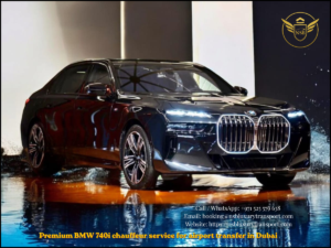 BMW 740i airport transfer Dubai luxury chauffeur service DXB pickup