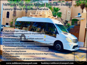 Mercedes Sprinter airport transfer Dubai luxury group van chauffeur service