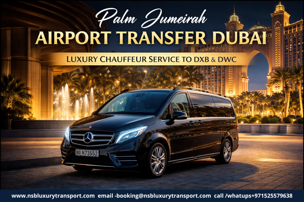 palm jumeirah airport transfer dubai luxury chauffeur car at atlantis hotel
