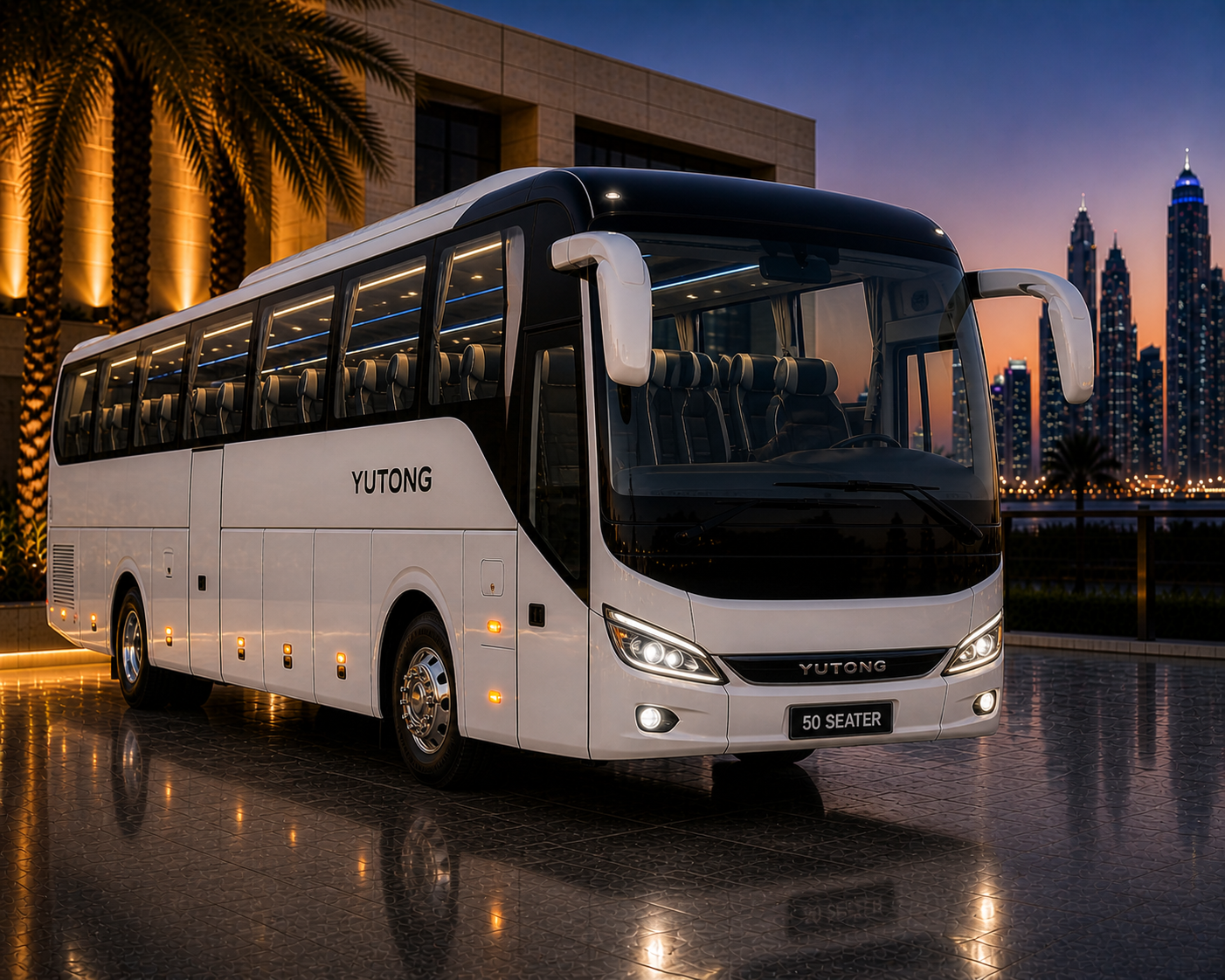 50 seater luxury bus rental Dubai with driver for large groups