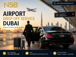 airport drop off service dubai luxury chauffeur car with driver at DXB airport
