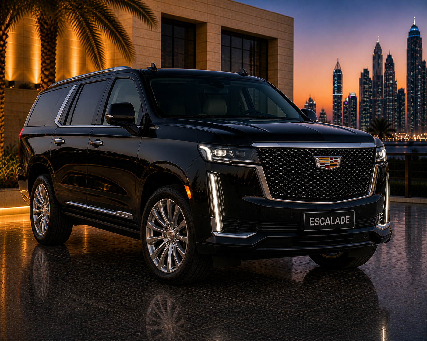 Cadillac Escalade chauffeur service Dubai luxury SUV VIP travel