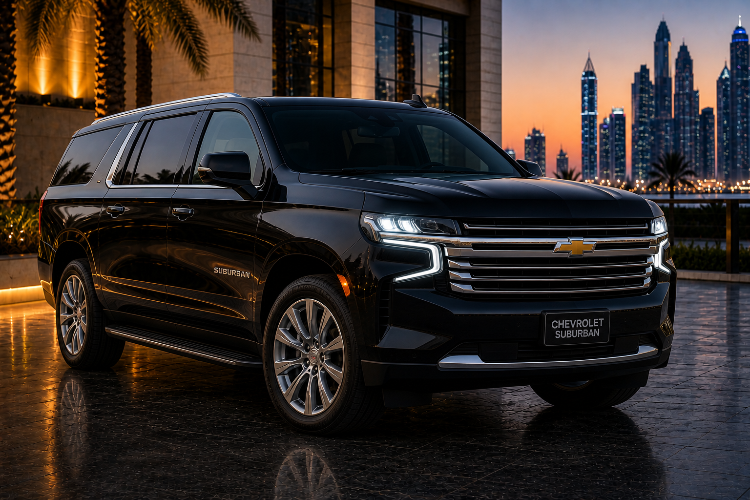 Chevrolet Suburban chauffeur service Dubai large SUV luxury transport