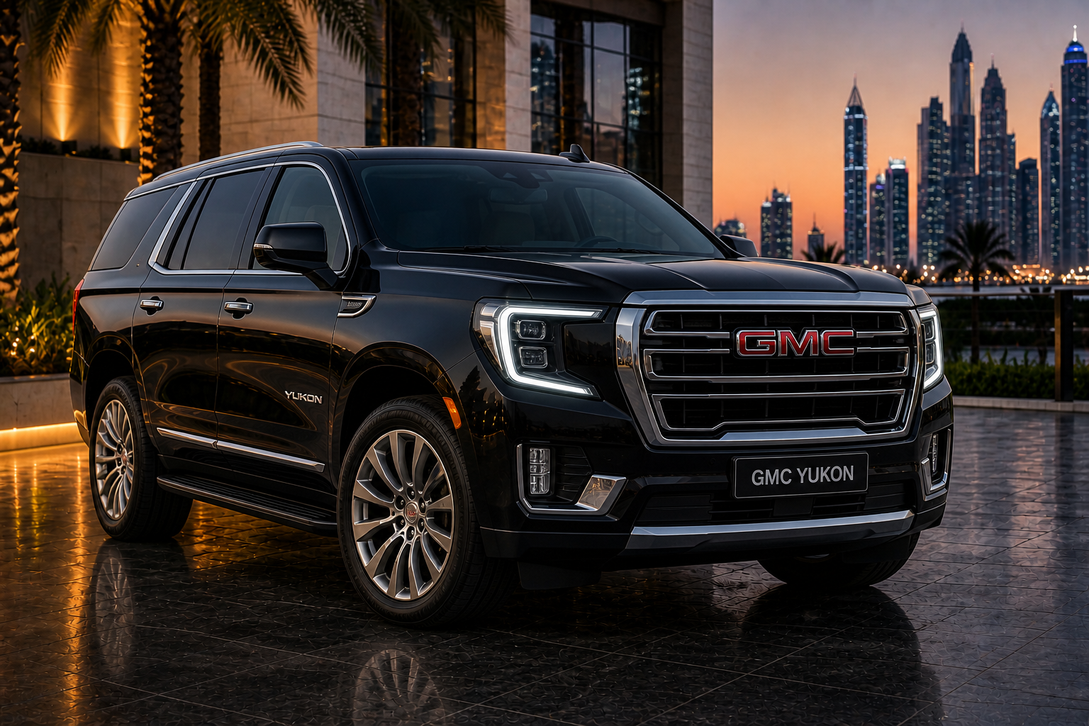 GMC Yukon chauffeur service Dubai luxury SUV airport transfer