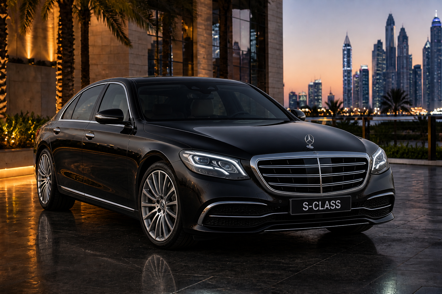Mercedes S Class chauffeur service Dubai premium luxury sedan