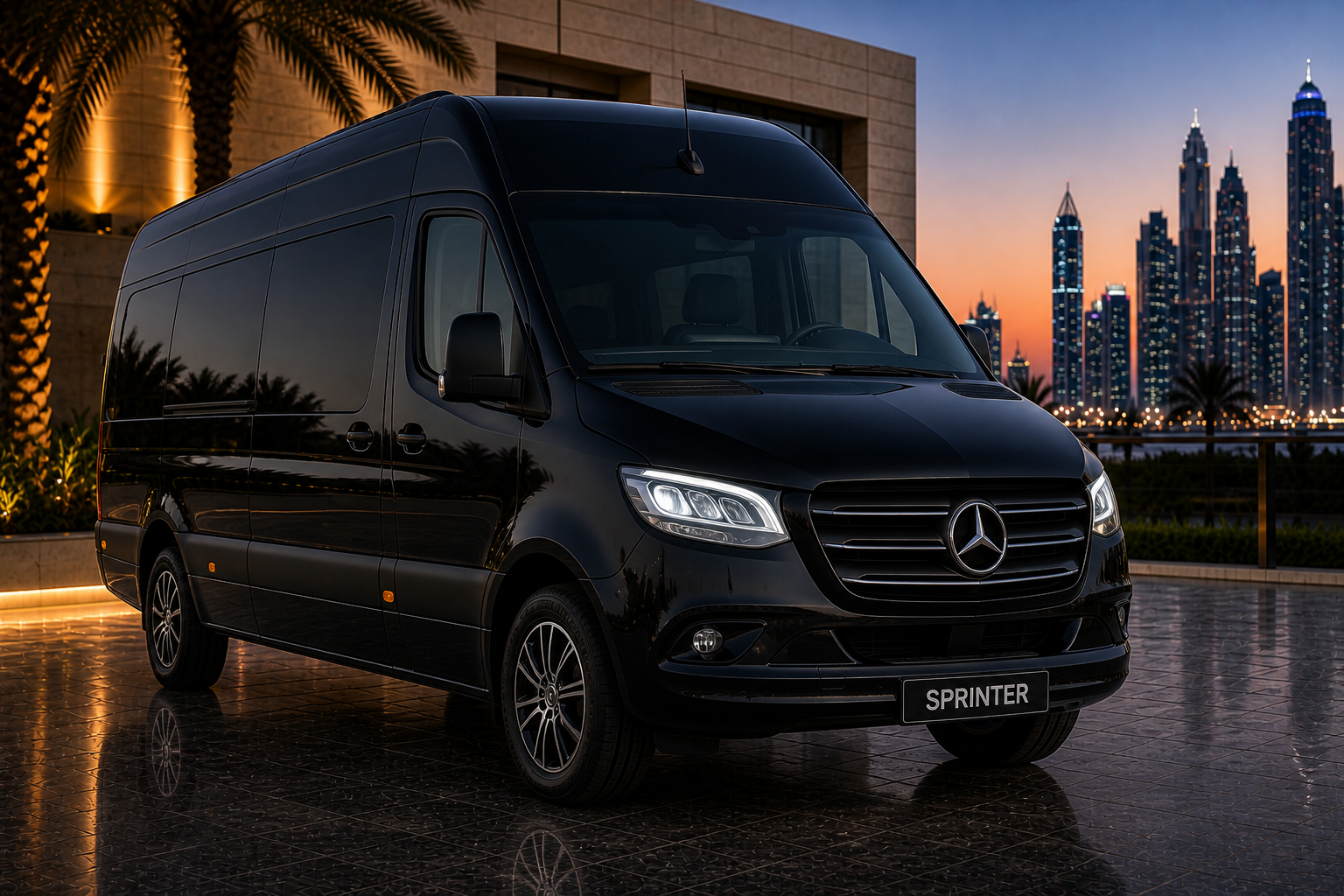 Mercedes Sprinter chauffeur service Dubai large group van
