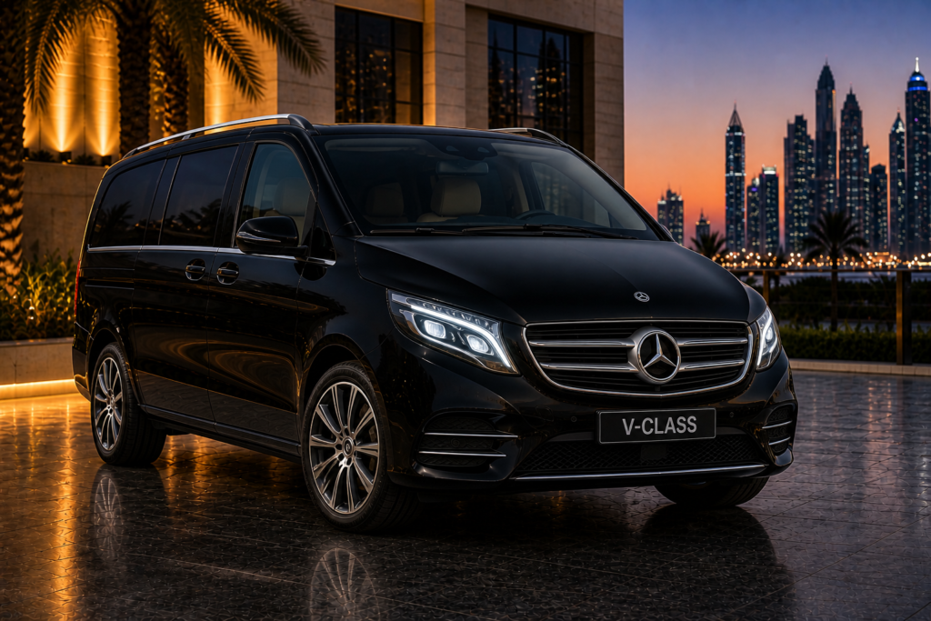 Mercedes V Class chauffeur service Dubai luxury van for families