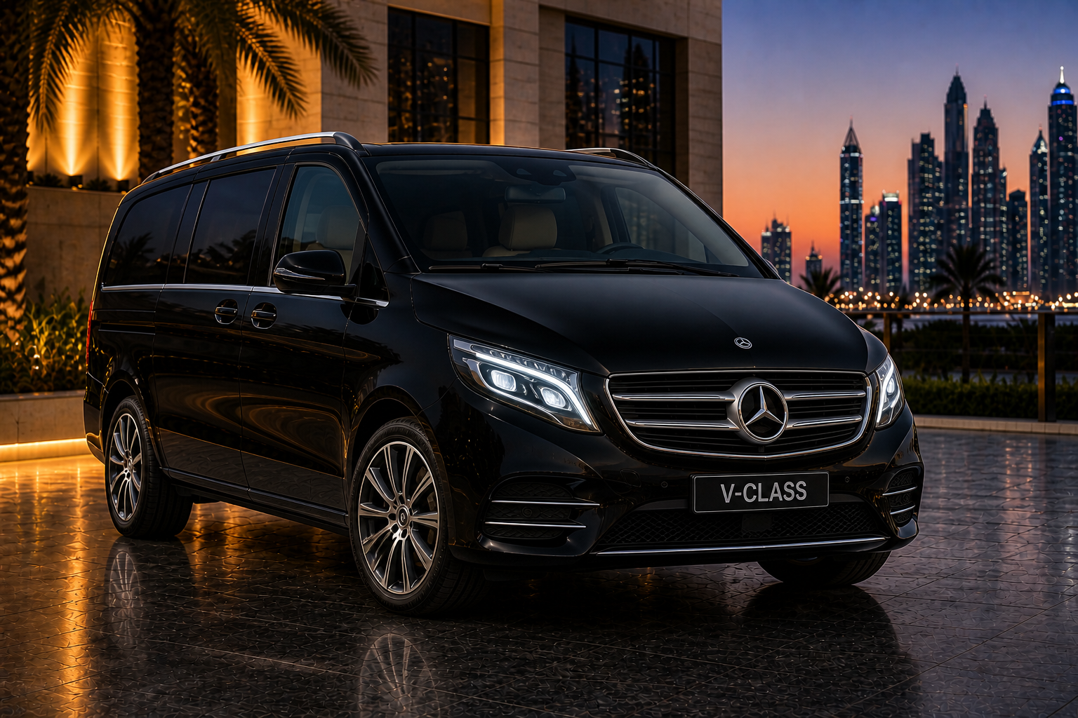 Mercedes V Class chauffeur service Dubai luxury van for families