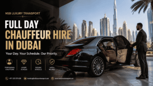 Professional chauffeur standing beside a luxury vehicle in Dubai, providing premium daily transportation for business and leisure travelers.