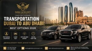 Luxury transportation Dubai to Abu Dhabi with GMC Yukon and Mercedes V-Class by NSB Luxury Transport