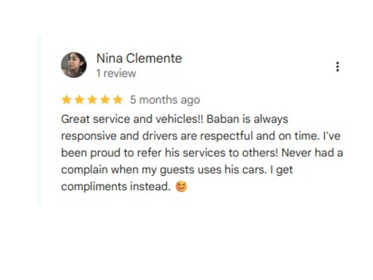 Five-star ratings from travelers using airport pickup and chauffeur services in Dubai.