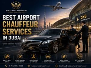 Experience the best airport chauffeur services in Dubai with NSB Luxury Transport. Enjoy luxury Mercedes-Benz airport transfers, professional RTA-licensed chauffeurs, meet-and-greet service, flight tracking, fixed pricing, and reliable transportation from DXB, DWC, and Abu Dhabi International Airport.