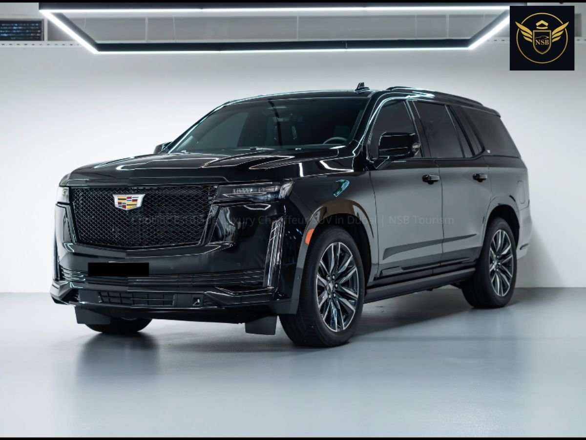 Cadillac Escalade luxury chauffeur service in Dubai by NSB Luxury Transport for airport transfer and private driver service
