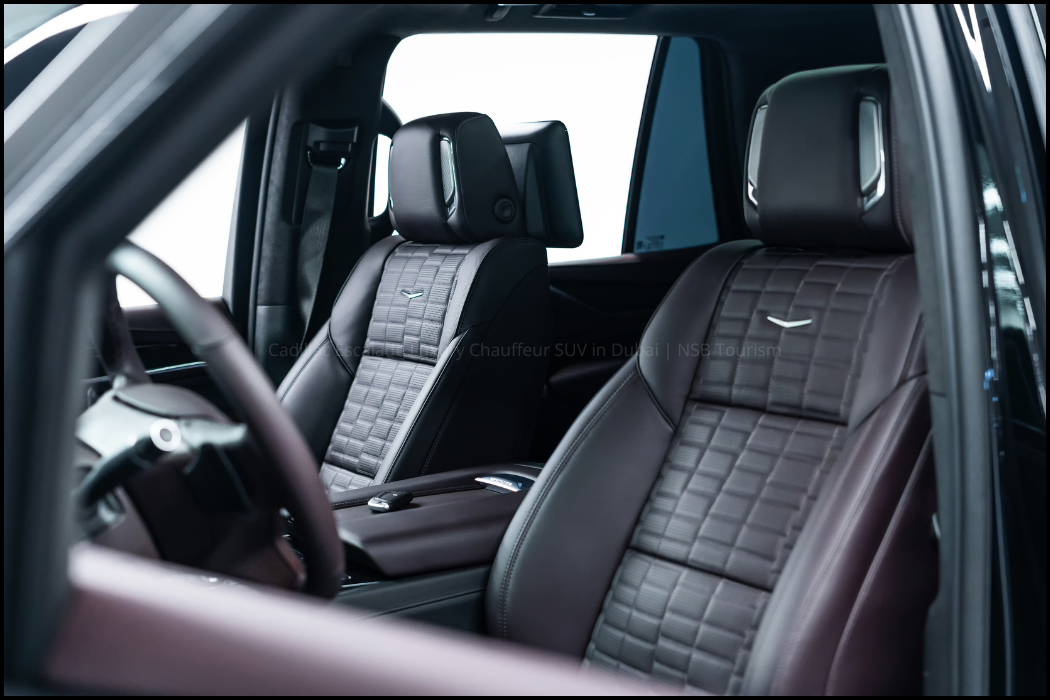 Cadillac Escalade luxury chauffeur service in Dubai by NSB Luxury Transport for airport transfer and private driver service