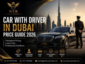 Car with driver Dubai price guide featuring luxury chauffeur service and premium sedan in Dubai