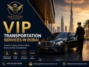 Experience premium VIP Transportation Services in Dubai with NSB Luxury Transport. Travel in comfort with professional chauffeurs and a luxury fleet, including executive sedans, premium SUVs, and VIP vans for airport transfers, corporate travel, business meetings, special events, and private transportation across Dubai and the UAE.