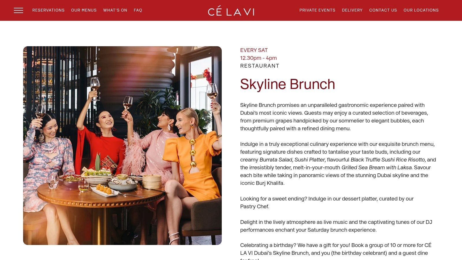 CÉ LA VI Dubai – Skyline Brunch (Address Sky View)