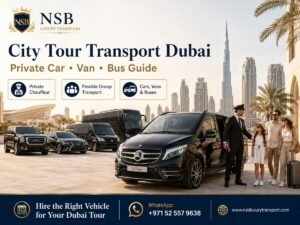 City Tour Transport Dubai with private chauffeur, Mercedes V-Class, luxury cars, vans and buses for sightseeing groups
