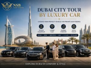 Dubai city tour by luxury car with private chauffeur and premium Lexus, BMW, Mercedes, GMC and V-Class vehicles