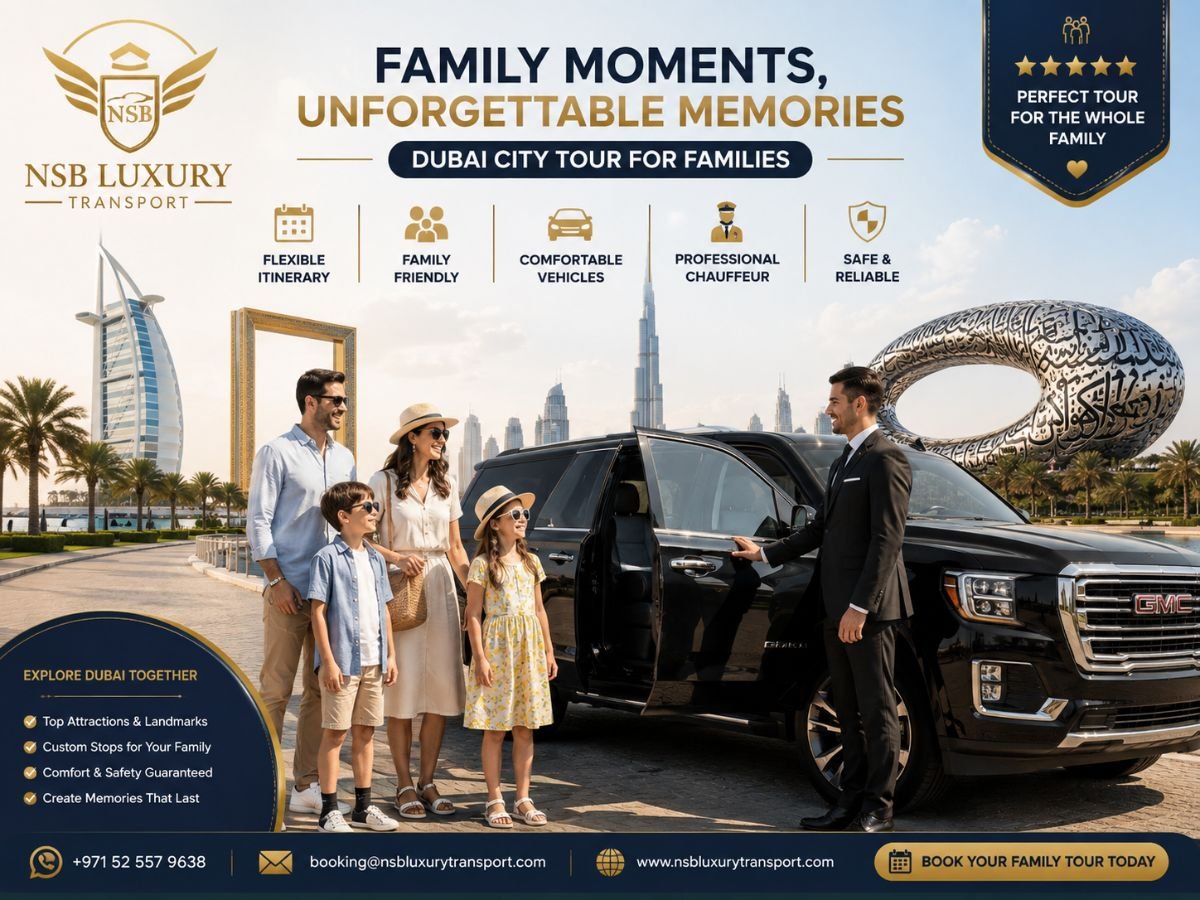 Dubai city tour for family with private chauffeur and comfortable family vehicle