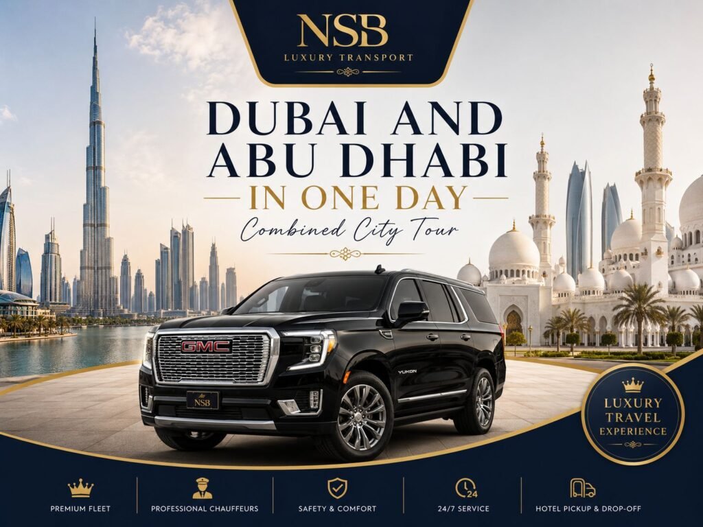 Dubai and Abu Dhabi in one day private city tour with chauffeur and luxury vehicle