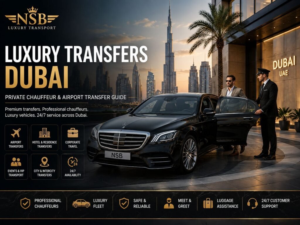 Luxury transfers Dubai with private chauffeur and Mercedes airport transfer service
