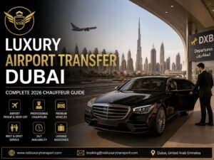 Luxury airport transfer Dubai with Mercedes-Benz chauffeur service at DXB Airport