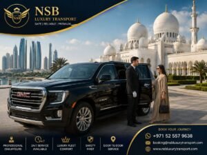 Sheikh Zayed Grand Mosque tour from Dubai by private chauffeur with GMC Yukon luxury car and hotel pickup