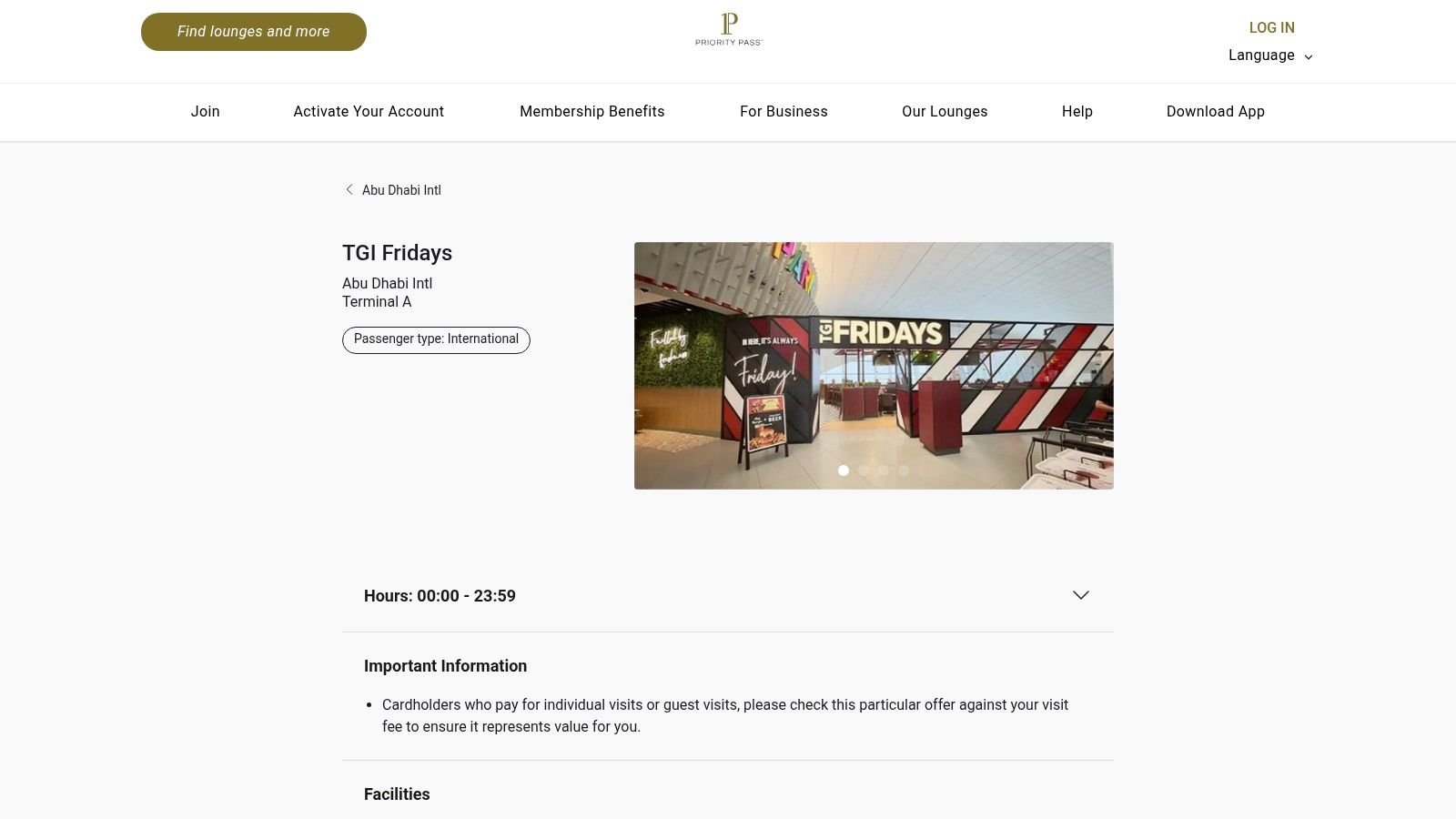 TGI Fridays (Priority Pass dining credit)