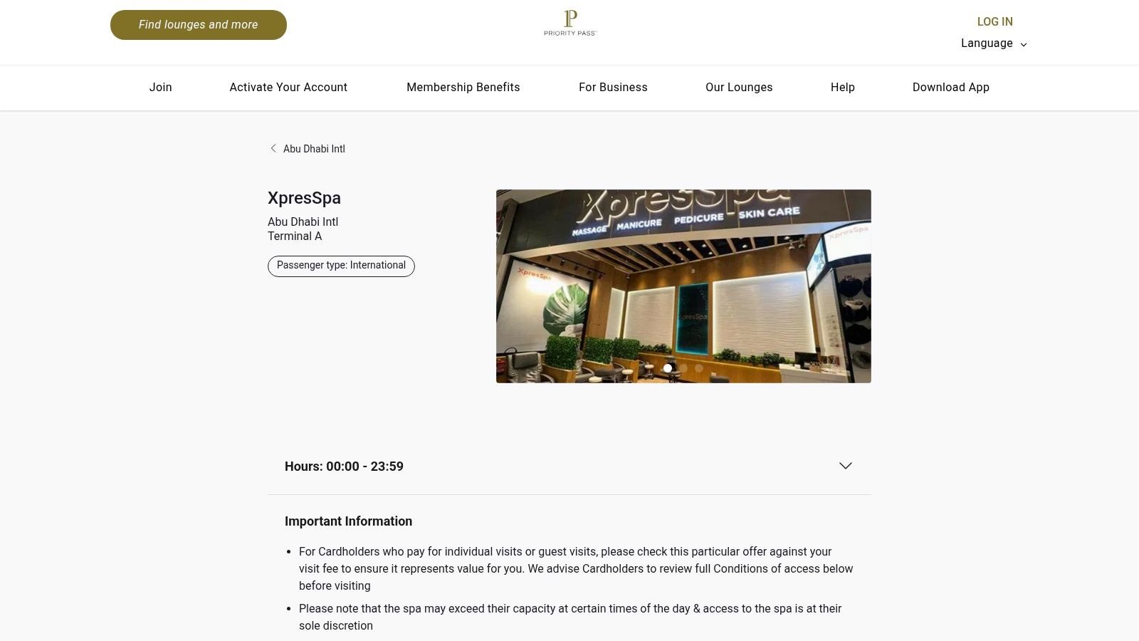 XpresSpa (Priority Pass wellness experience)