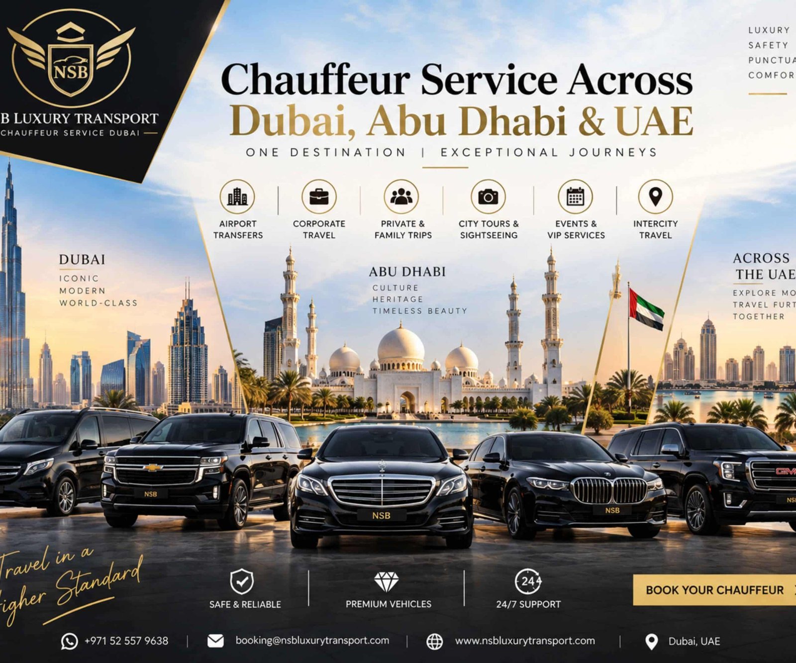 Chauffeur service across Dubai Abu Dhabi and UAE