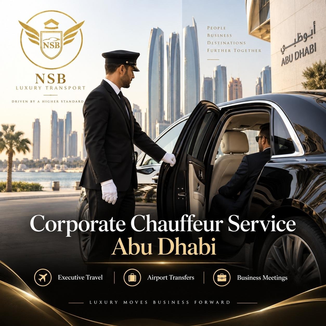 Corporate chauffeur service in Abu Dhabi by NSB Luxury Transport for executive business travel