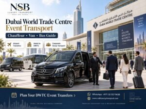 Dubai World Trade Centre Event Transport with private chauffeur, Mercedes V-Class, airport transfers, vans and buses at DWTC