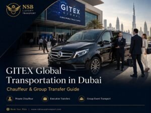 GITEX Global Transportation in Dubai with private chauffeur, Mercedes V-Class and executive group transfers at Dubai World Trade Centre
