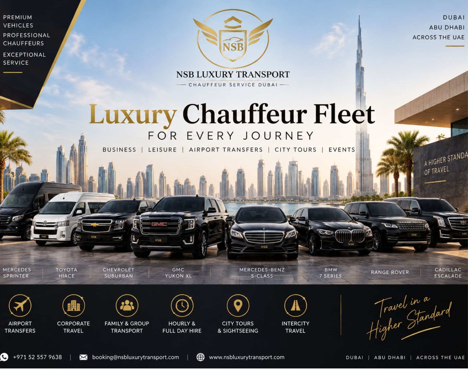 NSB Luxury Transport luxury chauffeur fleet in Dubai