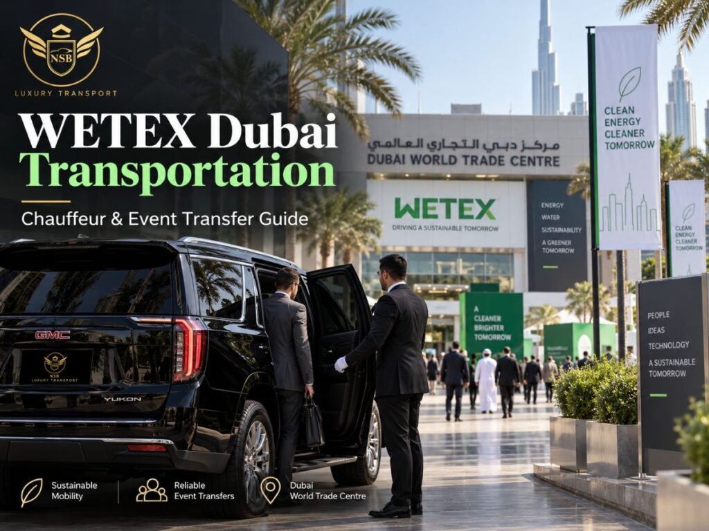 Premium chauffeur and event transfer service for WETEX Dubai visitors, exhibitors, and business delegates at Dubai World Trade Centre