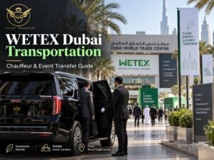 Premium chauffeur and event transfer service for WETEX Dubai visitors, exhibitors, and business delegates at Dubai World Trade Centre