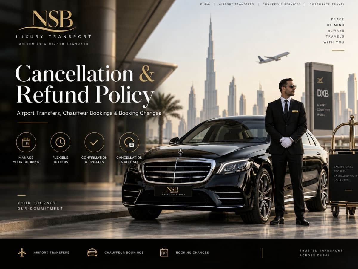 NSB Luxury Transport cancellation and refund policy for airport transfers and chauffeur bookings in Dubai