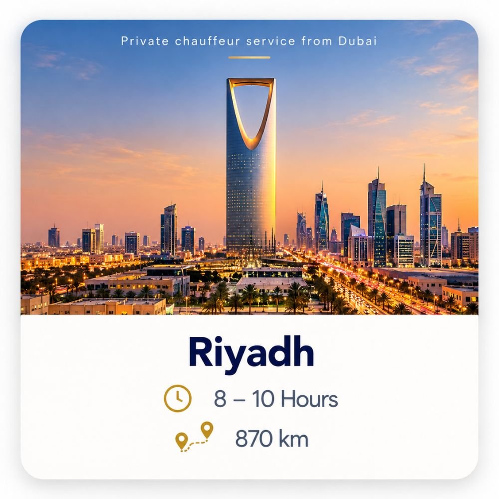 Dubai to Riyadh private chauffeur service
